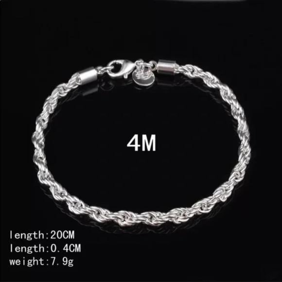 NEW TWISTED 925 STERLING SILVER BRACELET, NICE BRACELET, CUTE BRACELET - Picture 4 of 5